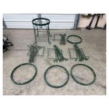 TUB OF 5 CHIPPY GREEN METAL PATIO STOOL PARTS;
