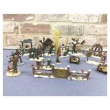 (14 PCS) MINIATURE RESIN VILLAGE FIGURINES