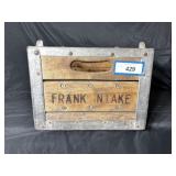 WOOD & METAL BOTTLE CRATE "GARDEN STATE FARMS"