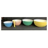 (4 PCS) VINTAGE PYREX NESTING MIXING BOWLS,