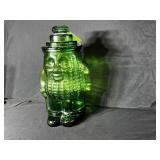 VINTAGE MR PEANUT GREEN GLASS CANISTER; 13" TALL