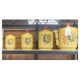 VINTAGE 4 PCS SET OF ROOSTER CANISTERS BY LEFTON