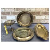 (4 PCS) SILVER PLATED SERVING PIECES -