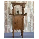 EARLY WOOD SMOKING STAND WITH LOWER CABINET