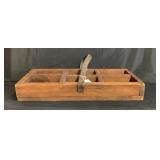VINTAGE WOODEN DIVIDED CRATE/TRAY W/ LEATHER
