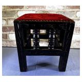 VINTAGE FOOTSTOOL WITH CARVED WOOD BASE &