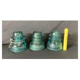 (3 PCS) HEMINGRAY GLASS INSULATORS