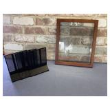 3 MESH BOOKENDS AND WOODEN PICTURE FRAME
