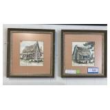 2 PCS FRAMED AND MATTED WATERCOLORS BY TEXAS
