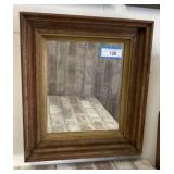 WOOD FRAMED MIRROR; 15.5" X 17.5"