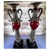 (2 PCS) VINTAGE CANDLE HOLDERS WITH SCROLL