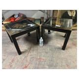 (2X) LAQUERED ORIENTAL TABLES WITH PAINTED TOP