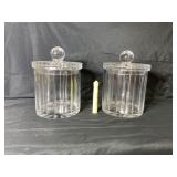 (2 PCS) CUT CRYSTAL BISCUIT JARS WITH LIDS
