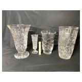 (4 PCS) CUT CRYSTAL VASES - 1 BUD VASE