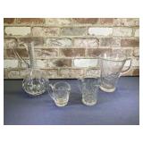 (4 PCS) CUT CRYSTAL - PITCHER, DECANTER & 2