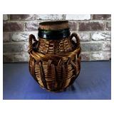 VINTAGE GREEN DEMI-JOHN BOTTLE ENCASED IN