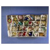 BOXED SET OF 25 VINTAGE SMALL BLOWN GLASS