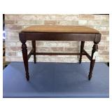 ANTIQUE WOODEN VANITY BENCH WITH UPHOLSTERED