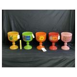 (5X) INDIANA TIARA ZODIAC GLASS GOBLETS -