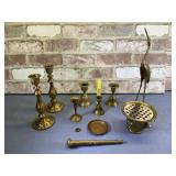 (9 PCS) BRASS ITEMS - PLANTER, CANDLEHOLDERS,
