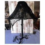 BLACK METAL TABLE LAMP WITH WEB STYLE SHADE-