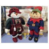 (2 PCS) ELF & SNOWMAN STANDING FIGURES; 25" TALL