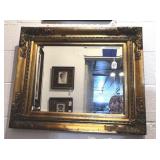 GILT FRAMED BEVELED MIRROR; 27.5" X 23.5"