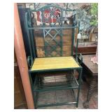 GREEN PAINTED IRON & WOOD BAKER