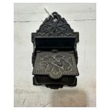 VINTAGE CAST IRON MATCH HOLDER;  4" X 6"