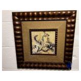 FRAMED WALL ART FLORAL PRINT;  18.5" X 18.5"