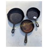 Lot of 3 Cast Iron Pans