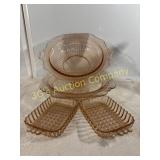Lot of 4 Pink Depression Glass Items