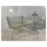Lot of 2 Vintage Cake Stand & Pedestal Bowl