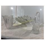 Lot of 3 Pitcher, Compote Bowl & Basket