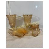 Lot of 9 Vintage Carnival Glass Items