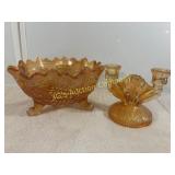 Lot of 2 Vintage Carnival Glass Items