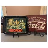 Lot of 2 - Metal Coke Sign and Bulldog Champions