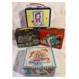 Lot of 4 Vintage Metal Lunch Boxes