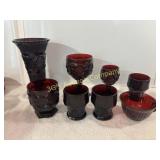 Lot of 8 Vintage Avon Ruby Red Glass Items