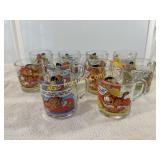 Lot of 10 Vintage Garfield Glass Mugs 1970