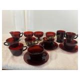 Lot of 15 Vintage Ruby Red Glass Items