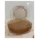 Lot of 6 Federal Pink Depression Glass Plates