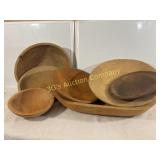 Lot of 7 Wood Carved Bowls