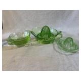 Lot of 6 Green Depression Glass