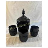 Lot of 4 Indiana Glass Tiara Black Ice Bucket/Mugs