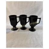 Lot of 3 Vintage Indiana Glass Black Amethyst Mugs