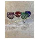 Lot of 4 Ajka Crystal Wine Glasses