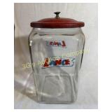 Vintage Lance Cracker Jar with Red Lid