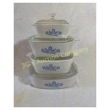 Lot of 4 Corning Ware Casserole Dishes with Lids