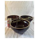 Lot of 3 Stoneware Mixing Bowls